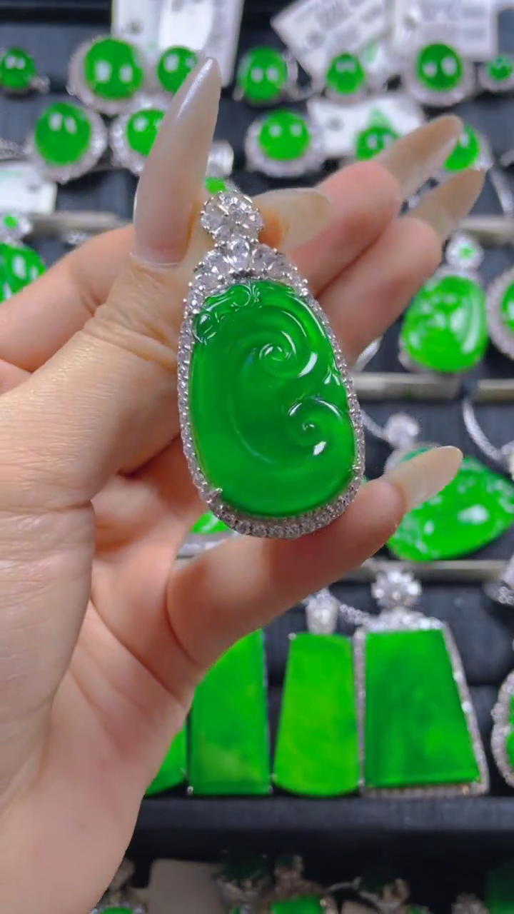 颈饰银S925镶嵌翡翠11