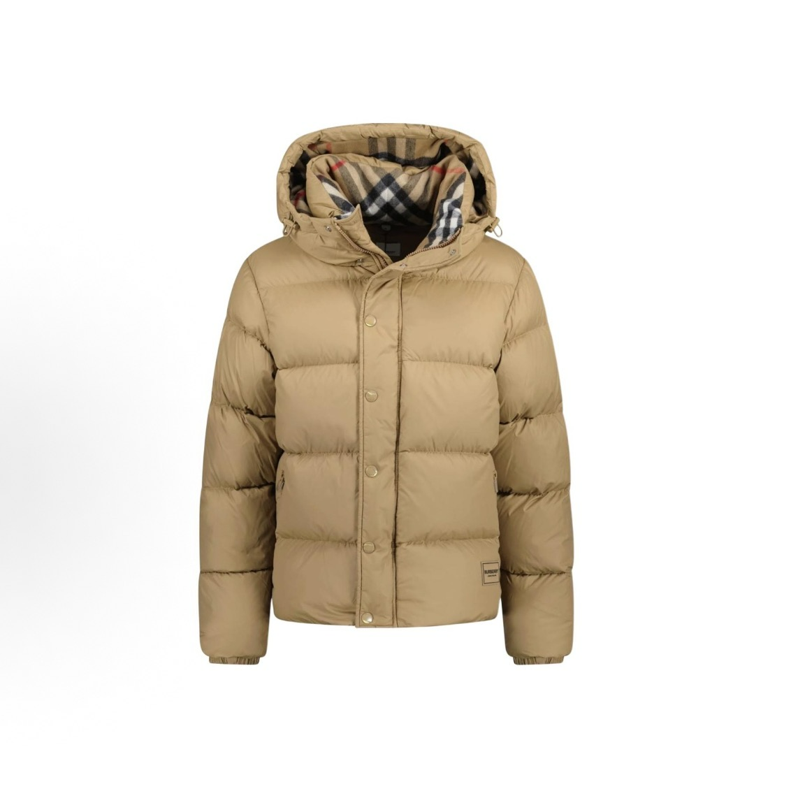 未使用 BURBERRY/博柏利 连帽带衬垫内饰羽绒服 驼色/黑色