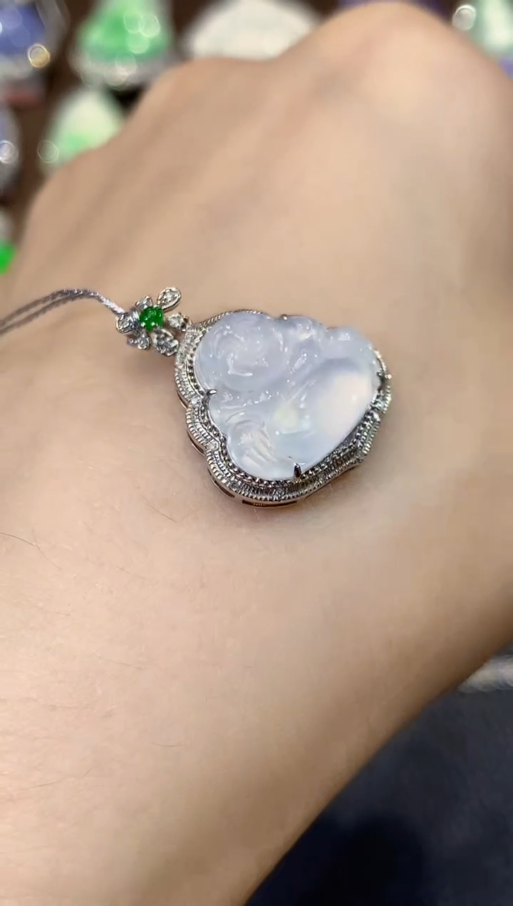 吊坠(不含链)18K金镶嵌翡翠A4