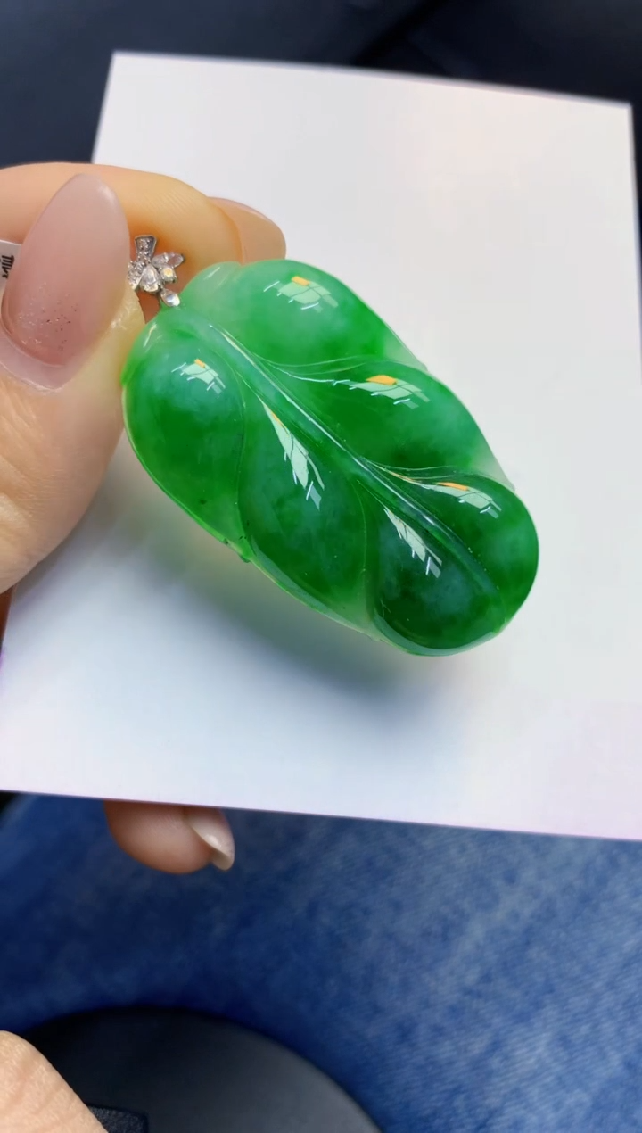 颈饰18K金镶嵌翡翠天然A货缅甸翡翠百元以上9元证书费自理