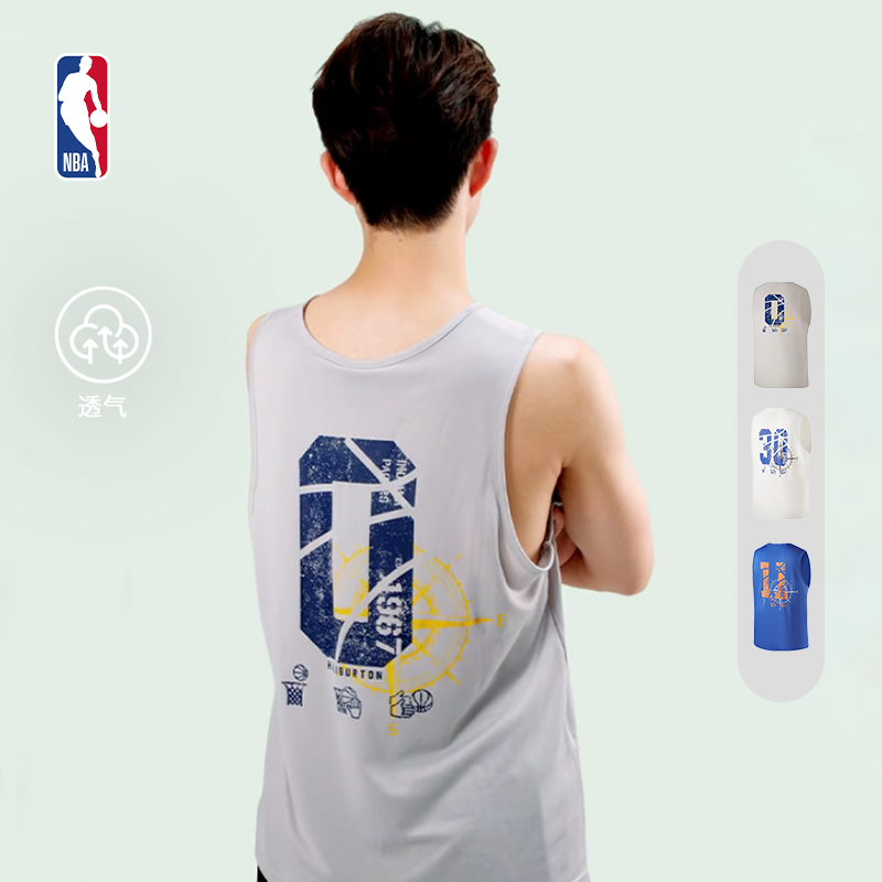 NBA官方库里哈利伯顿球队文化无袖运动nba速干背心男
