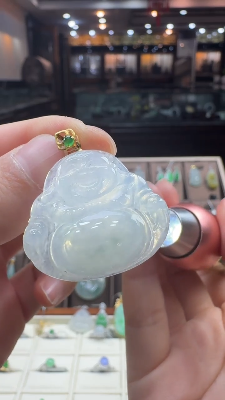 【闪购商品】翡翠颈饰18K金镶嵌佛