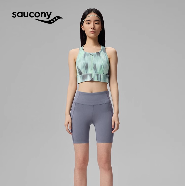 Saucony索康尼荒漠花园系列女款运动通勤舒适透气紧身弹力五分裤