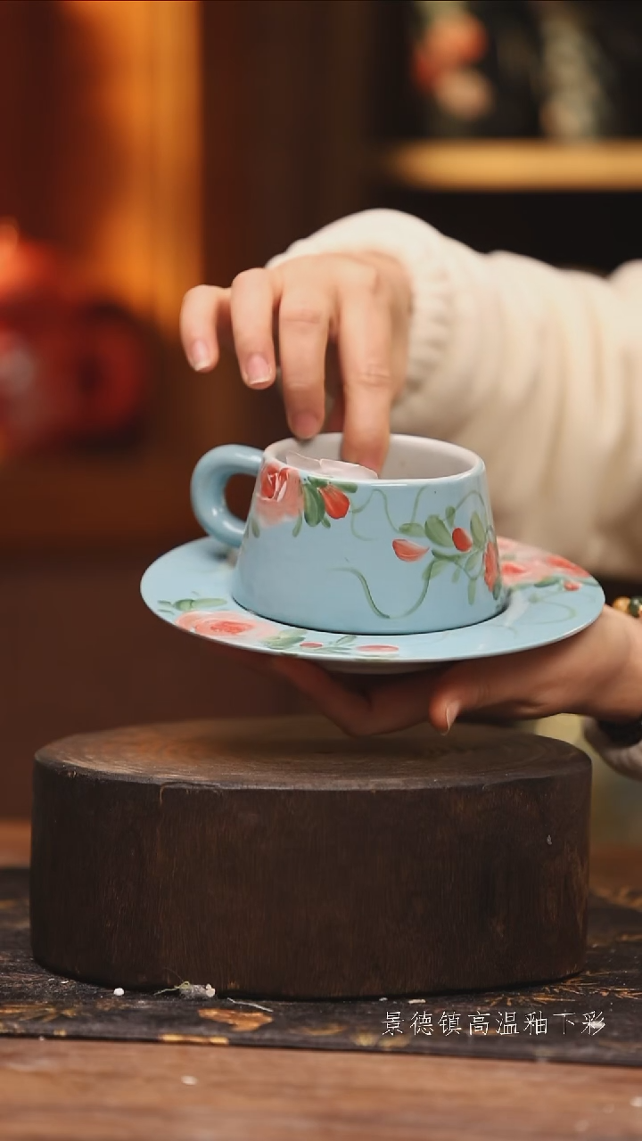 陶瓷景德镇高温釉下手绘陶瓷@L808@