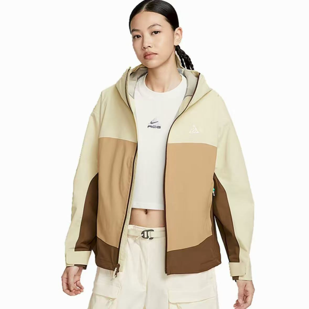 NIKE耐克 女款 ACG 冲锋衣防风户外防水咖色外套 HJ0247-229