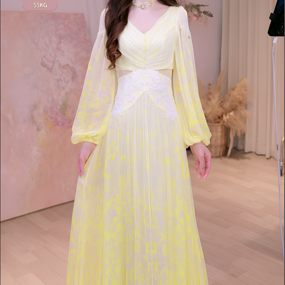 【月光流萤】YINGCHOI 2025 新款 真丝镂空收腰连衣裙 32848