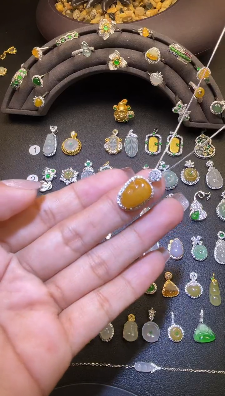 吊坠(不含链)银S925镶嵌翡翠1