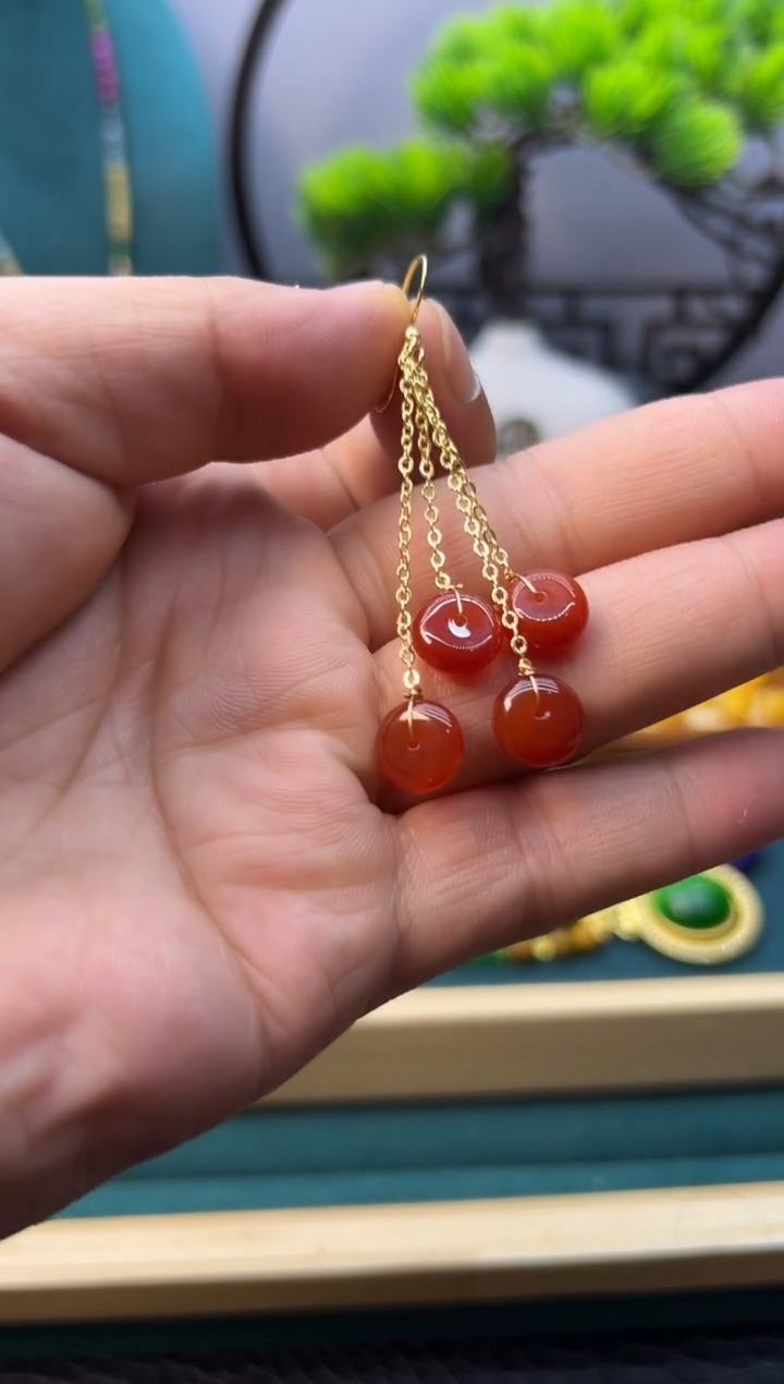 【闪购商品】南红玛瑙耳饰14K金镶嵌E13       