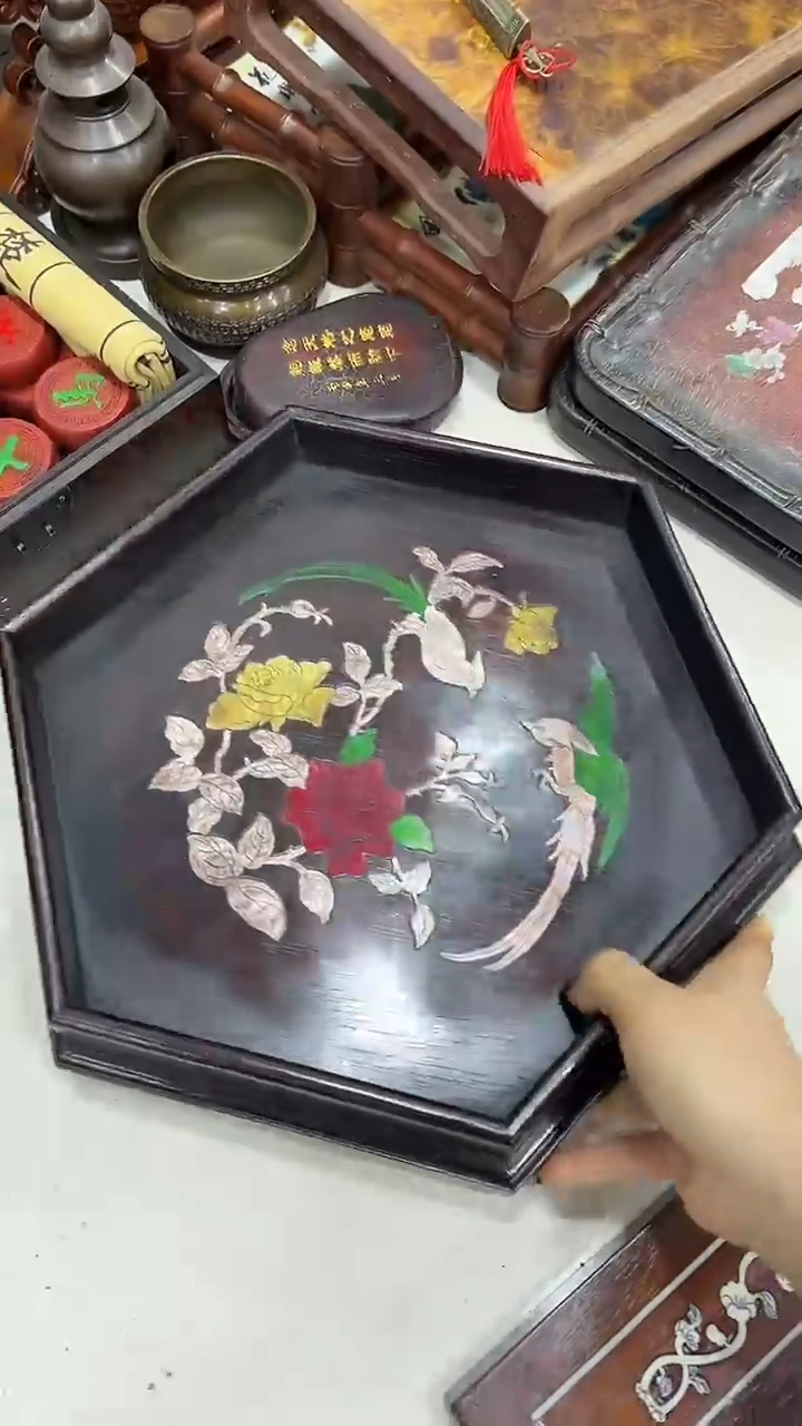 沐头淘摆件木雕件 茶盘