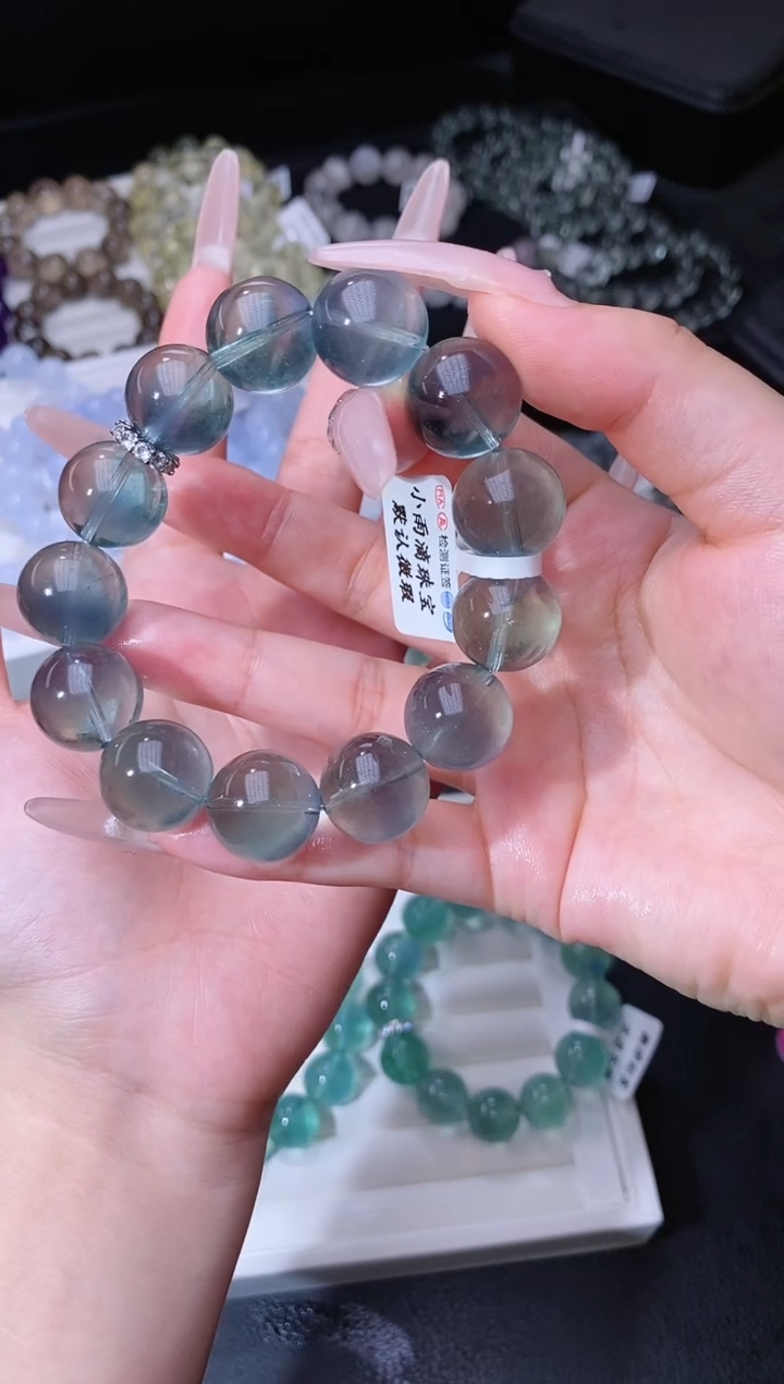 手链合金萤石612.29油画绿萤石手串 多样性发其一