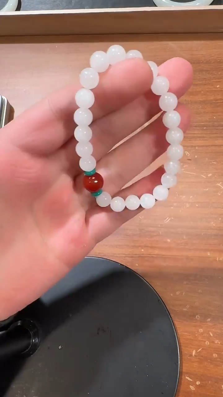【闪购商品】和田玉手串未镶嵌 0789白玉卡8手串 