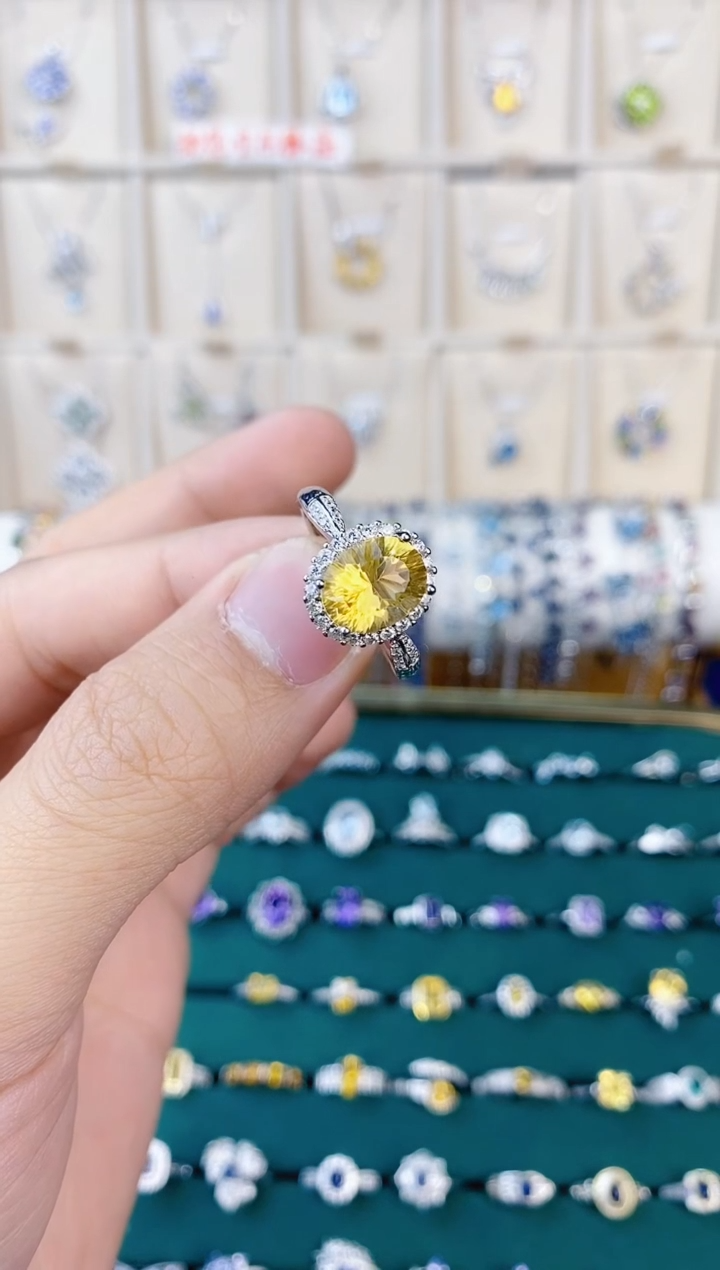 【闪购商品】黄晶戒指银S925镶嵌带证书
