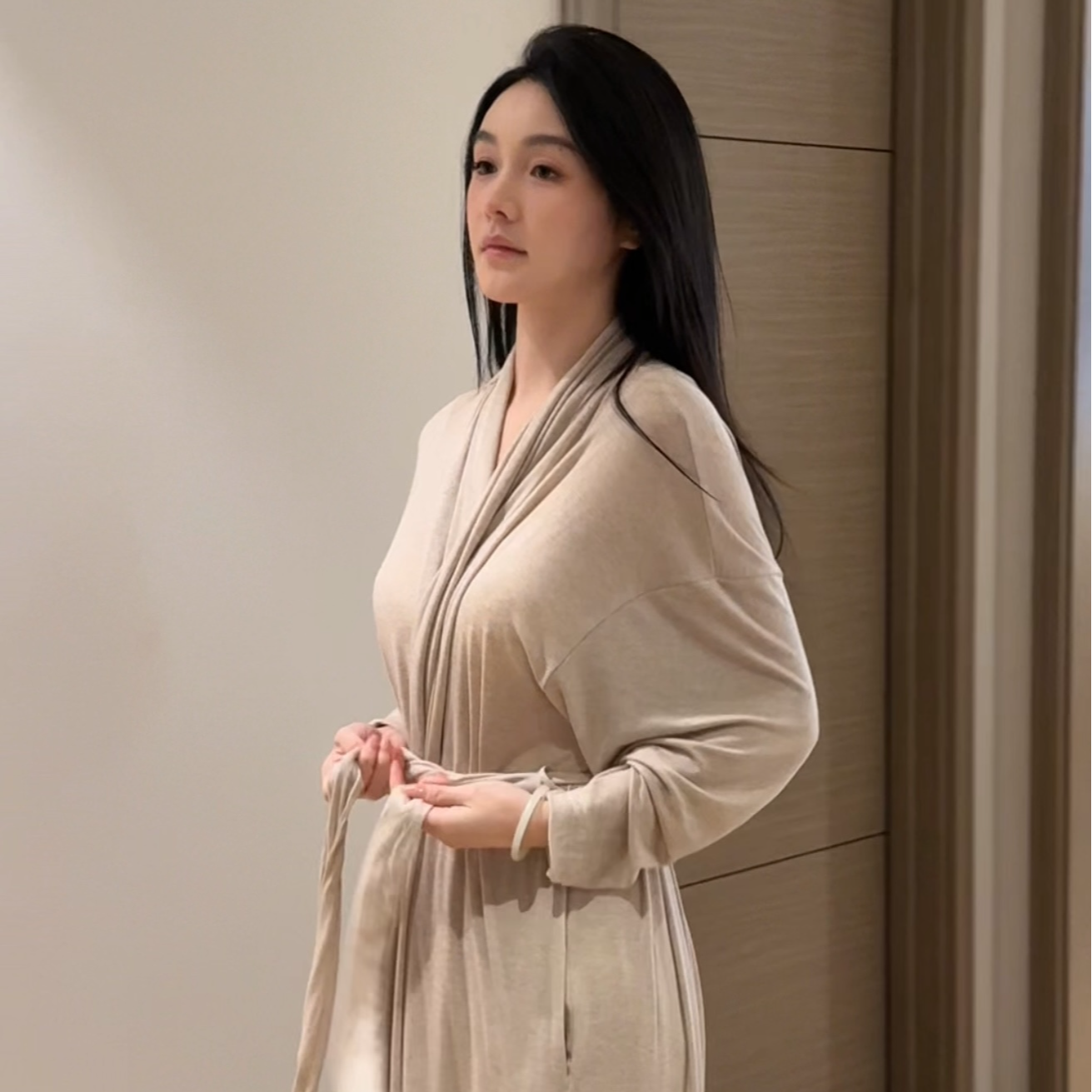 〈沐语生活〉天丝羊毛针织长款睡袍家居服套装