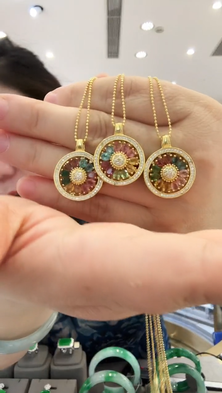 银S925镶嵌颈饰碧玺15多样发一