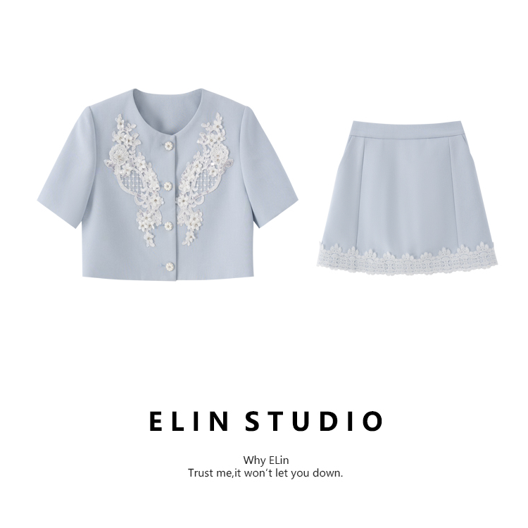 ELIN/预售【时光乐章】夏新款气质显瘦百搭轻奢洋气时尚套装#LT881