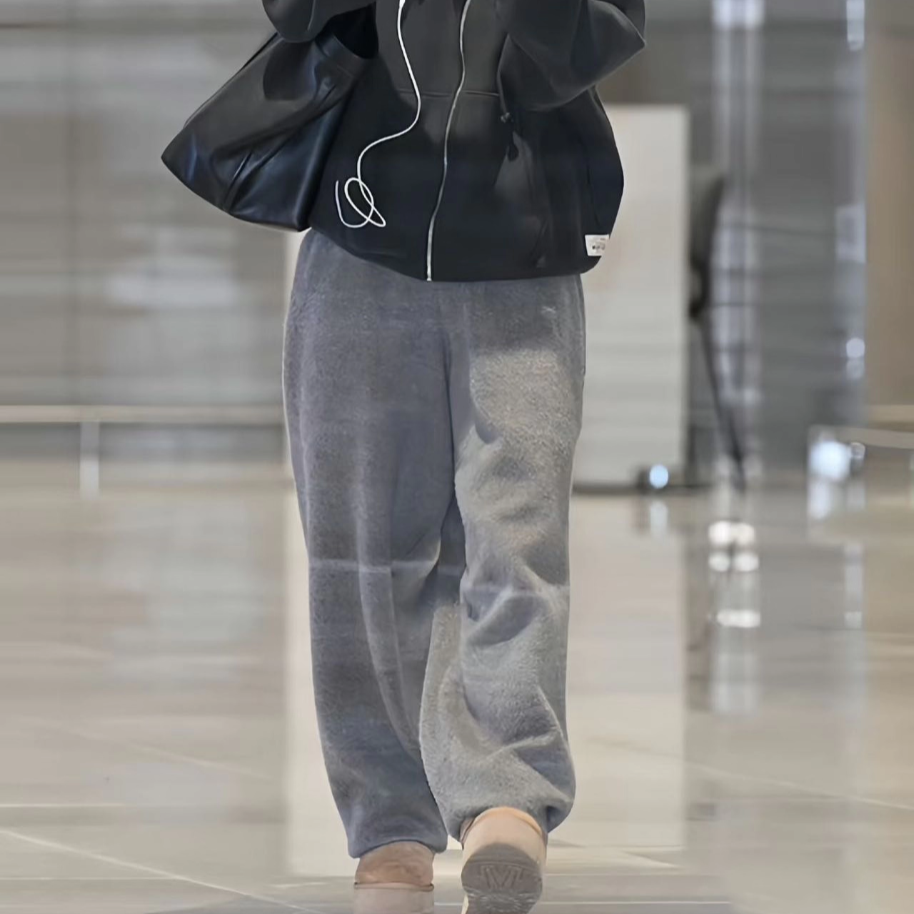 rose朴彩英同款圈圈毛卫裤女慵懒加绒保暖休闲裤overdueflair