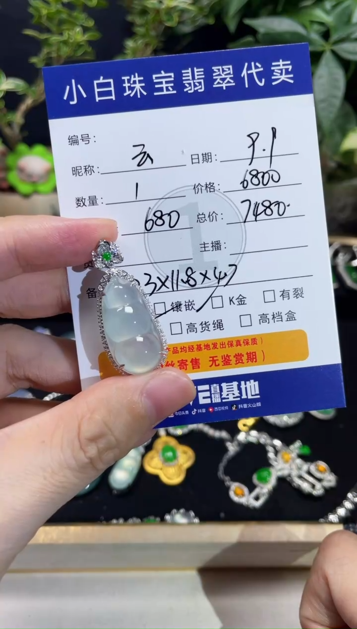 吊坠(不含链)18K金镶嵌翡翠云*吊坠