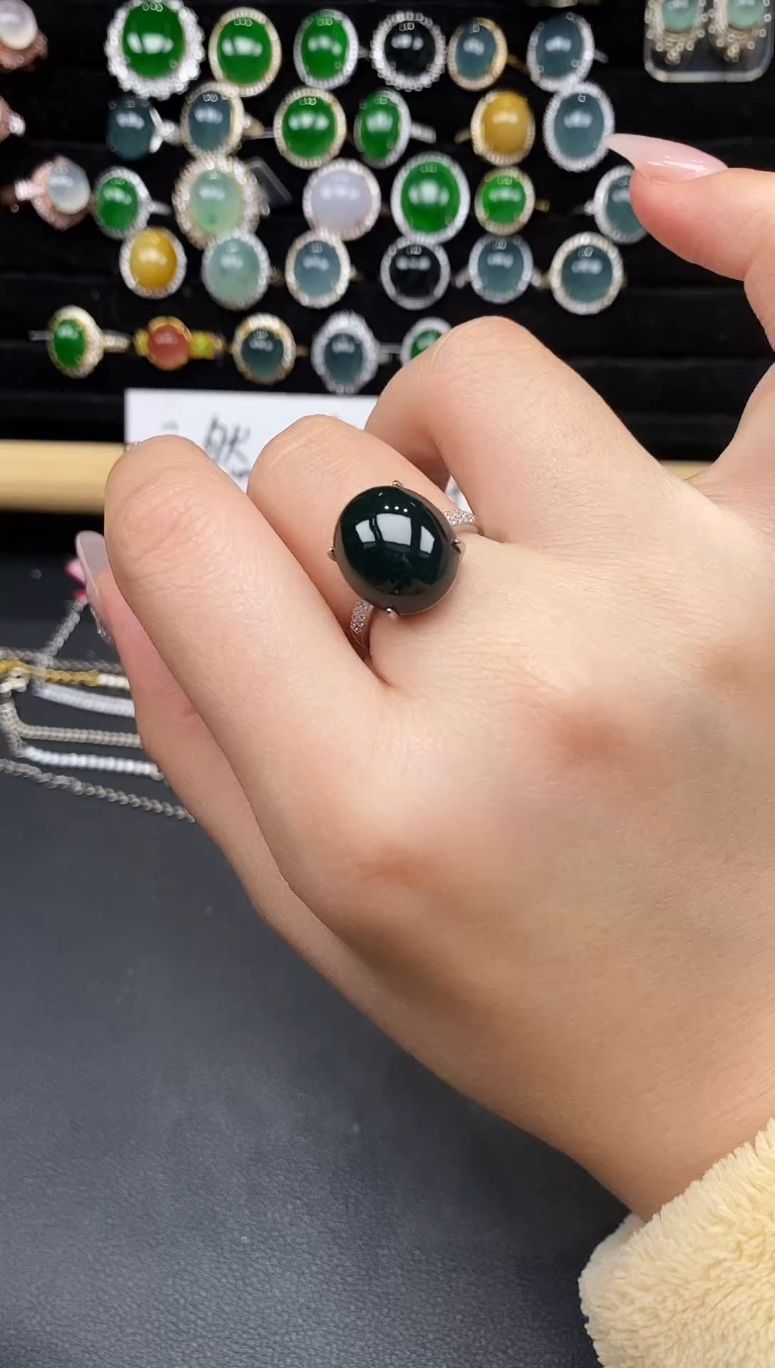 银S925镶嵌戒指翡翠24785