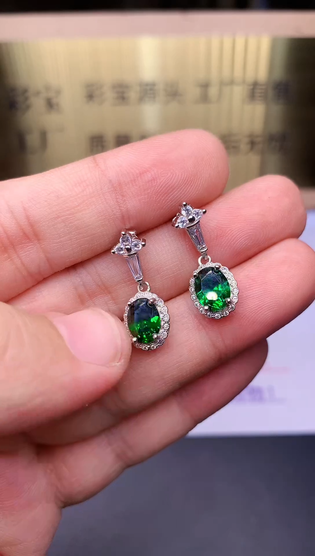 【闪购商品】碧玺耳饰银S925镶嵌........