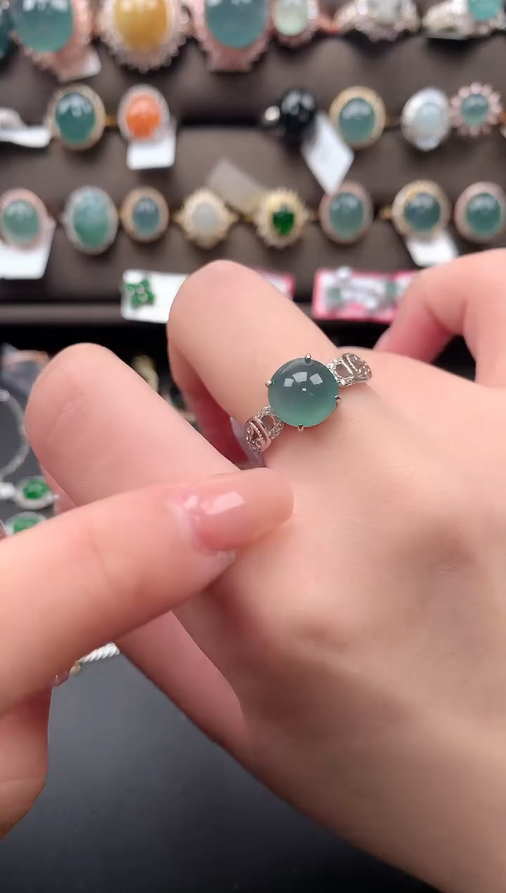 【闪购商品】翡翠戒指银S925镶嵌2141