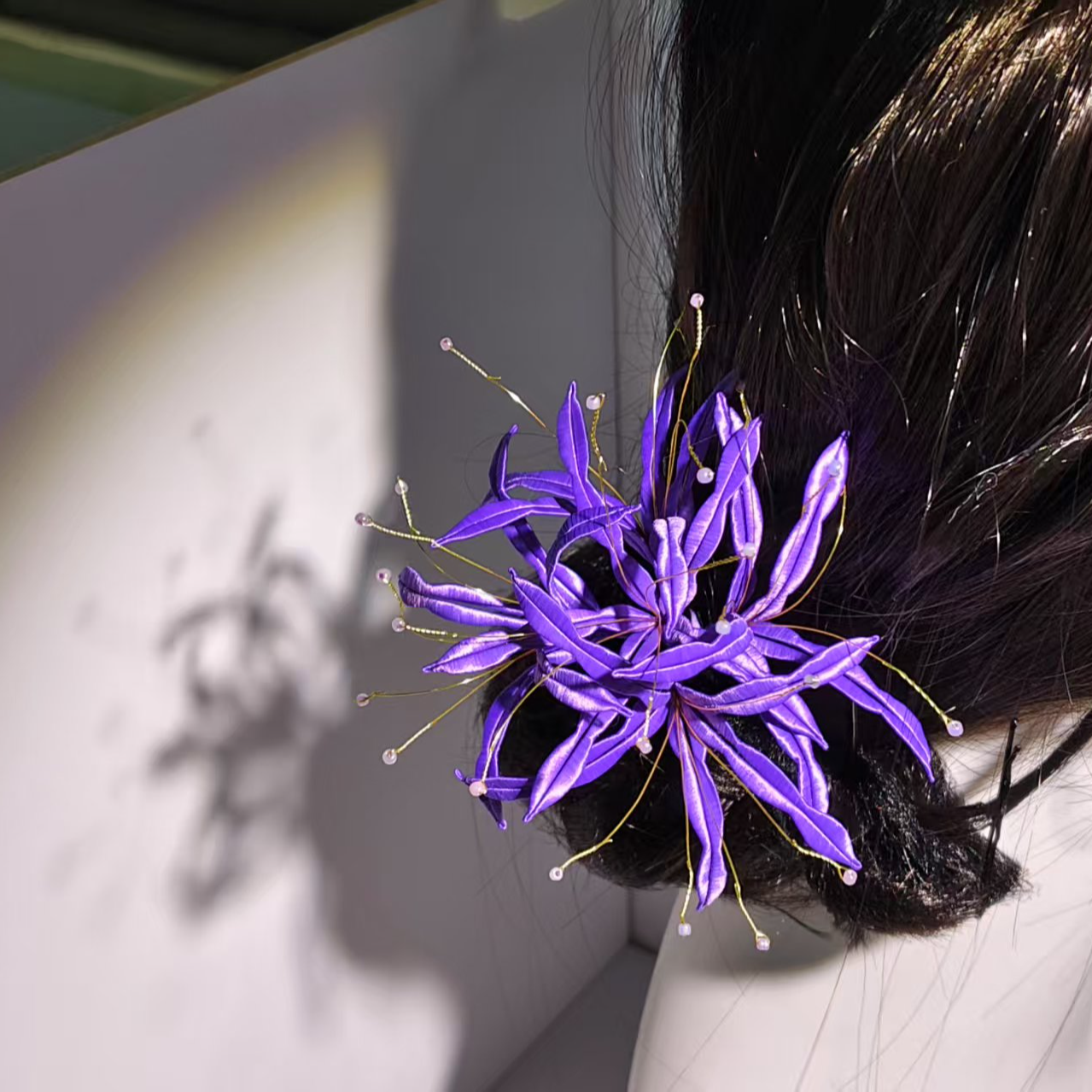 红色/紫色彼岸花发簪古风纯手工缠花制作古风发簪仙气森系