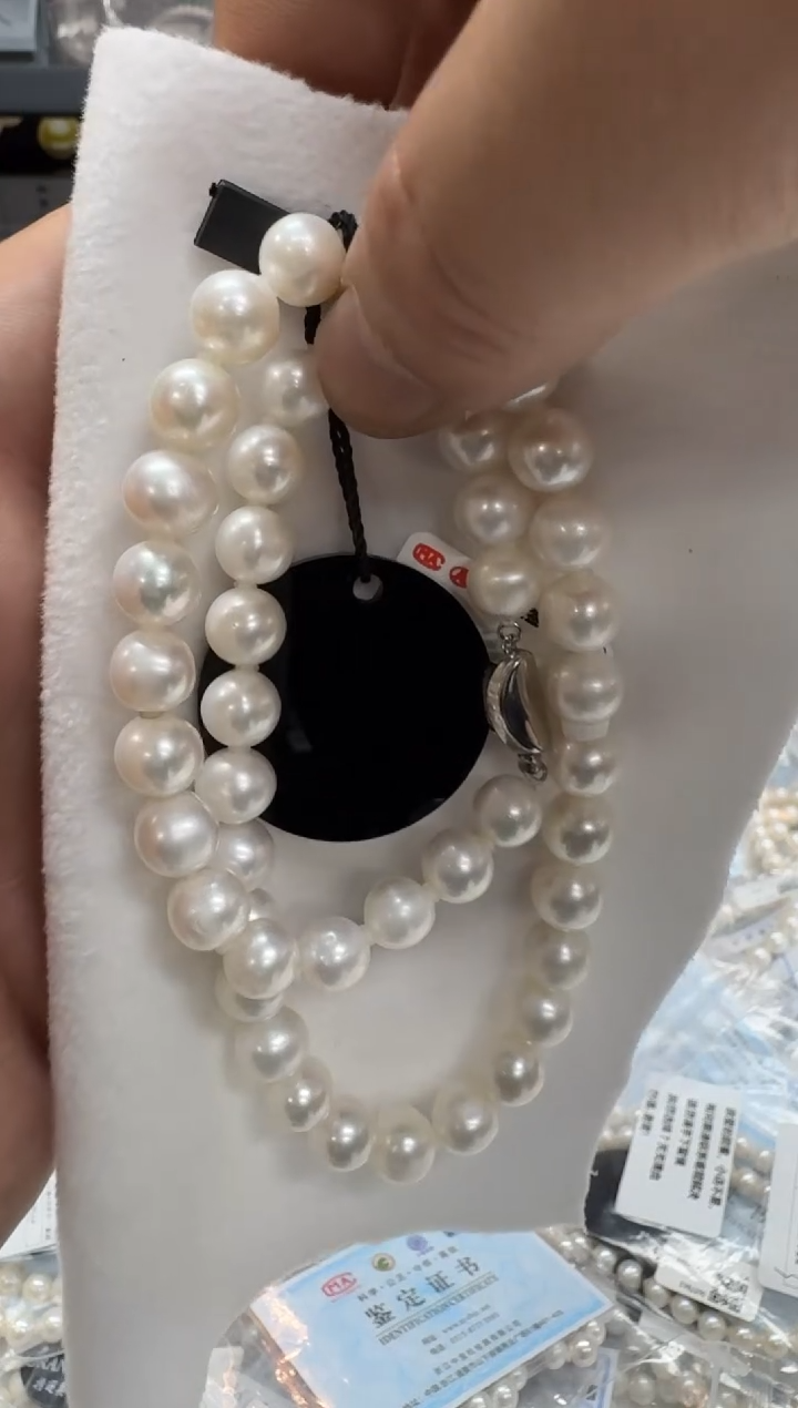 【闪购商品】淡水珍珠项链银S925镶嵌无核-冷白 9-10mm