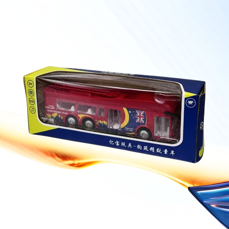 合金巴士模型车回力灯光声效玩具没电子自己更换