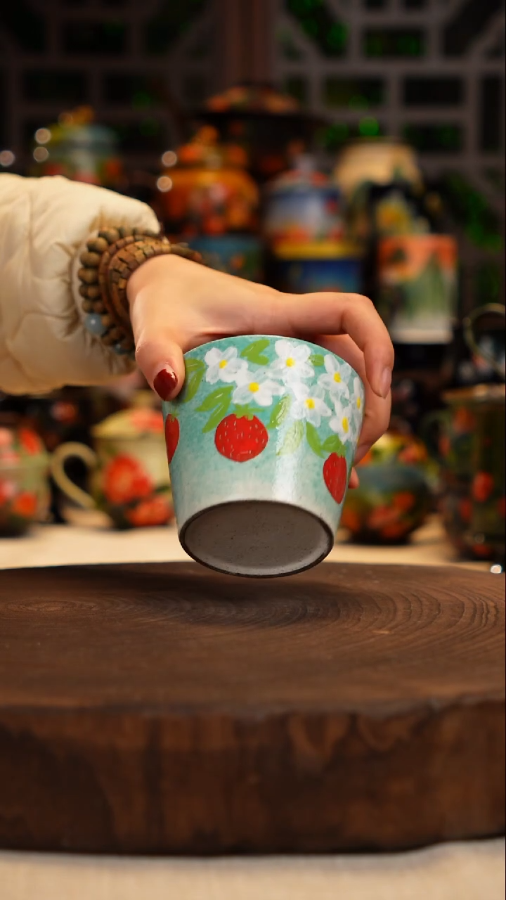 手绘  釉下彩  杯子