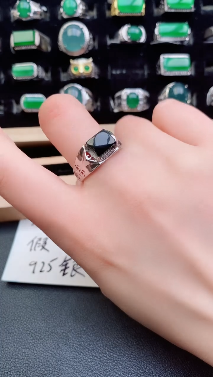 翡翠戒指银S925镶嵌212121