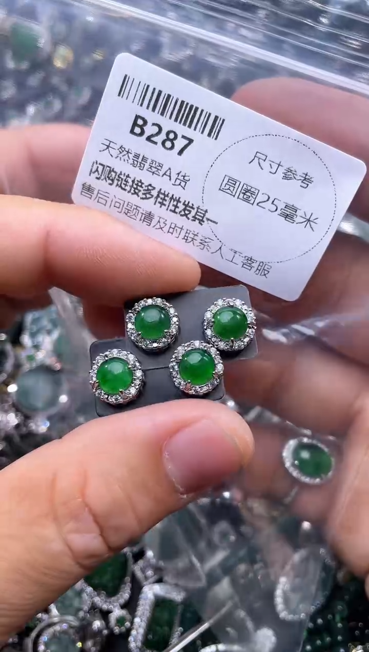 【闪购商品】翡翠颈饰未镶嵌B287耳钉 多样性发其一