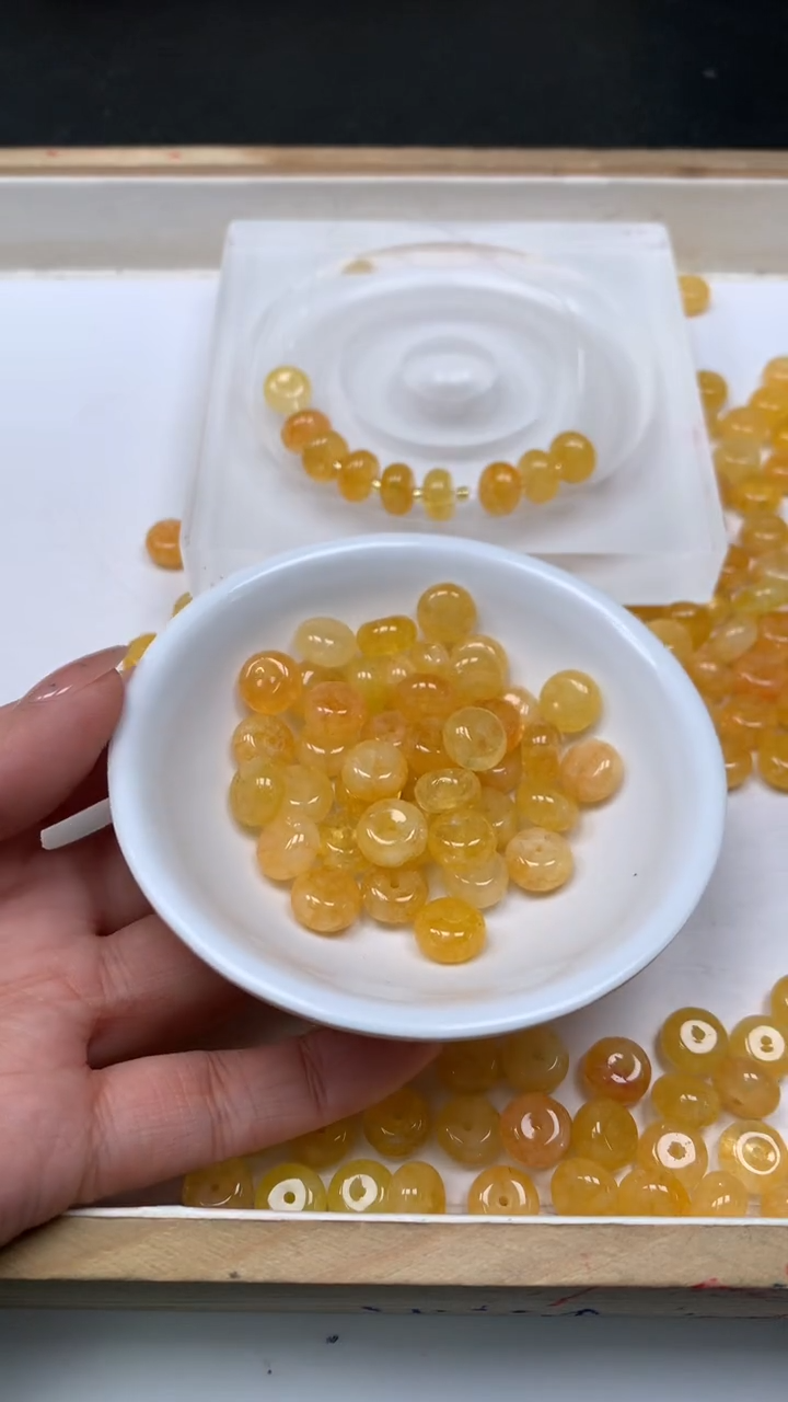 未镶嵌散珠碧玺E587 黄碧玺大算盘（深）10*6mm10颗6.8元