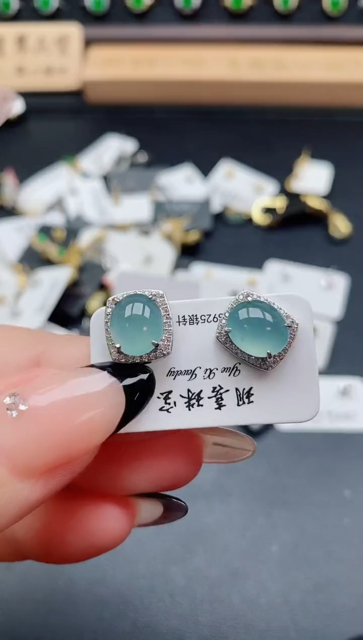 银S925镶嵌戒指翡翠1