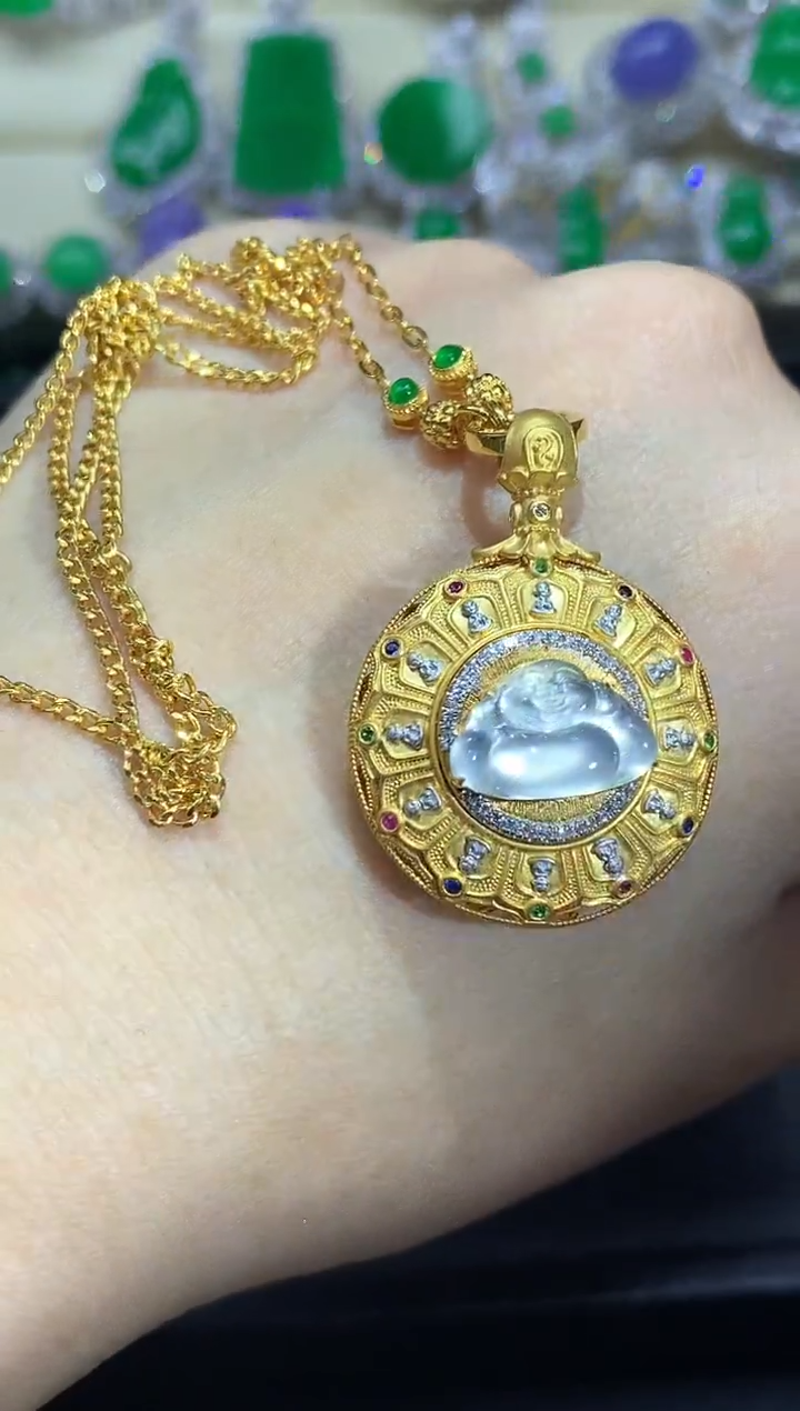 颈饰18K金镶嵌翡翠630-中国好珍宝