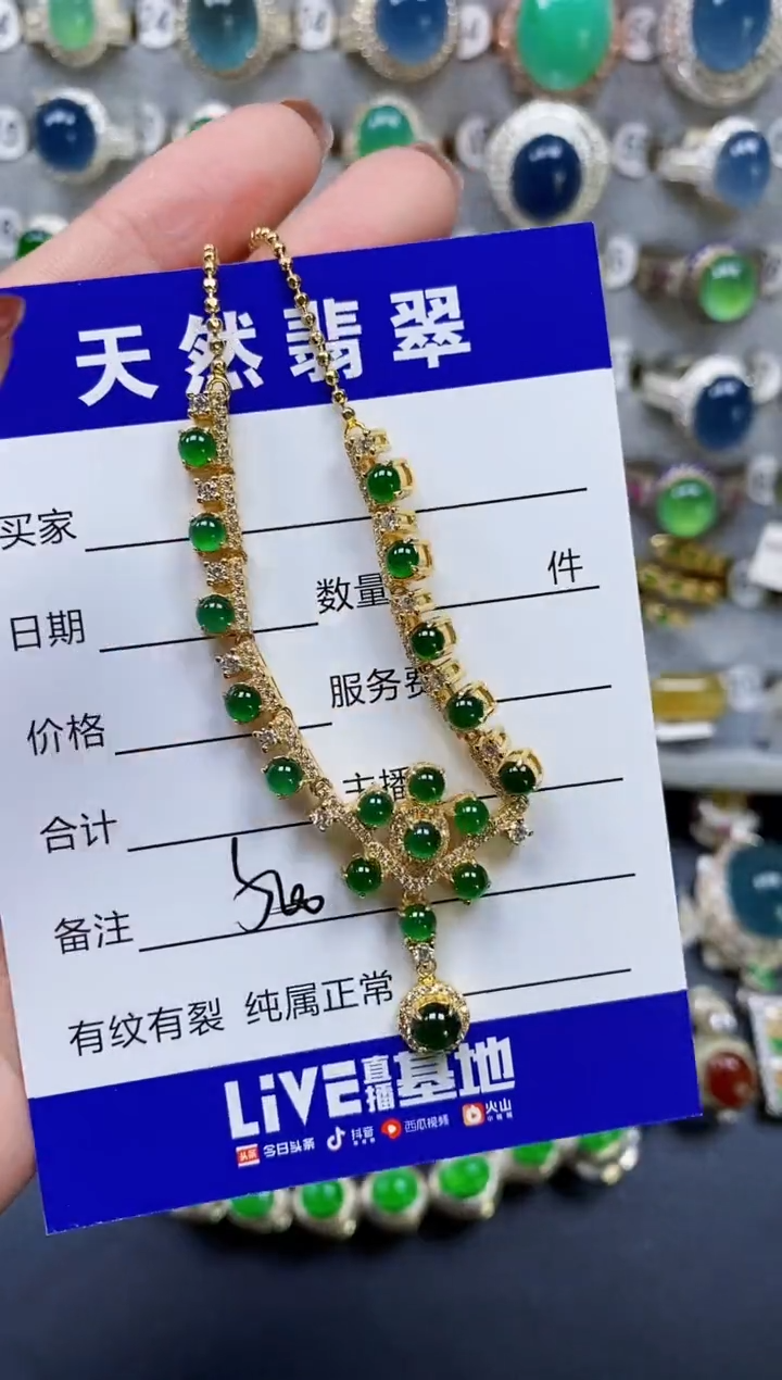 翡翠银S925镶嵌颈饰500
