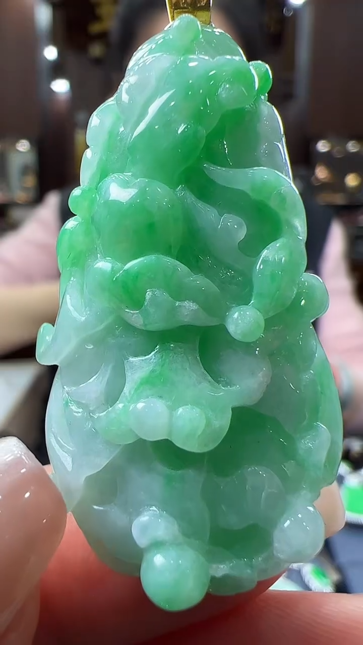 【闪购商品】翡翠挂件18K金镶嵌白菜 不含链