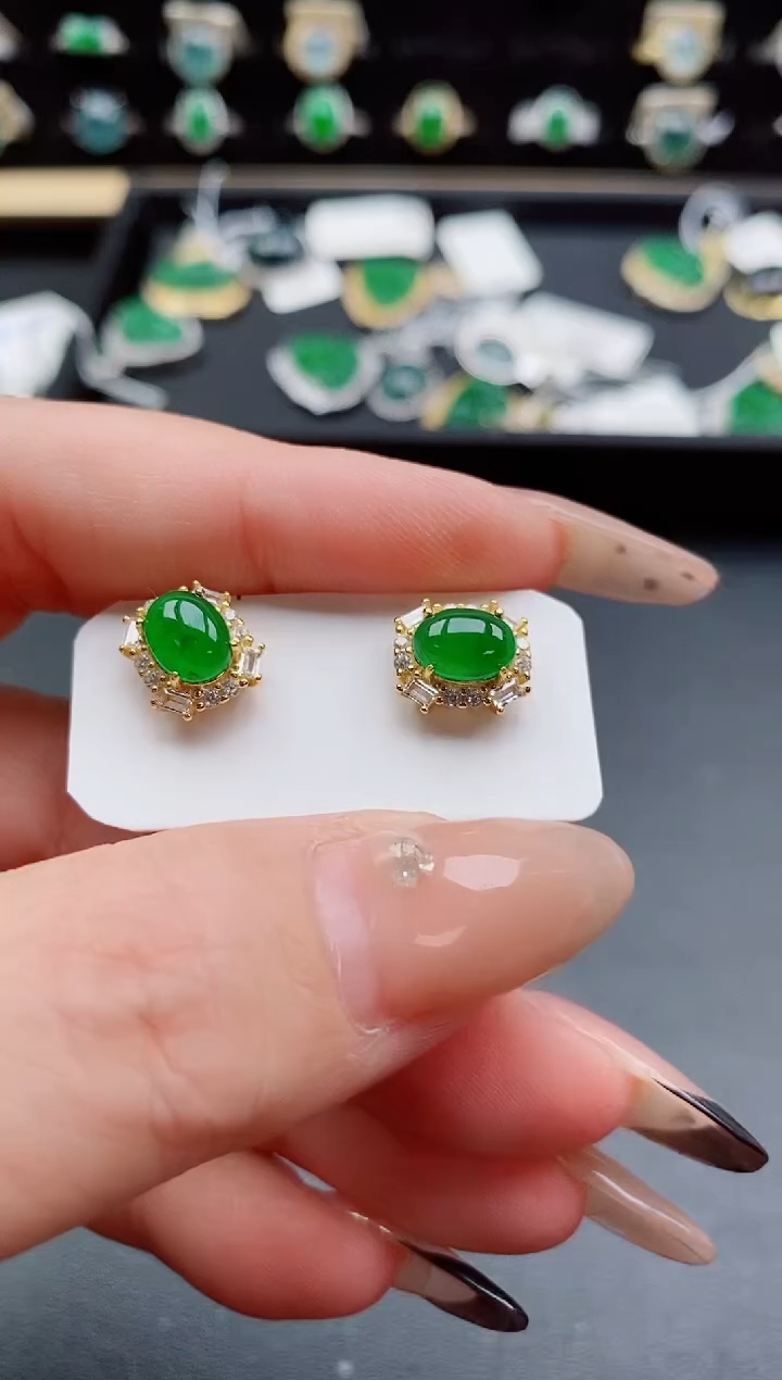 银S925镶嵌戒指翡翠1