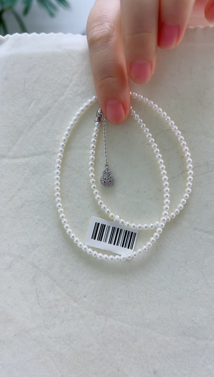 项链银S925镶嵌淡水珍珠3-4项链
