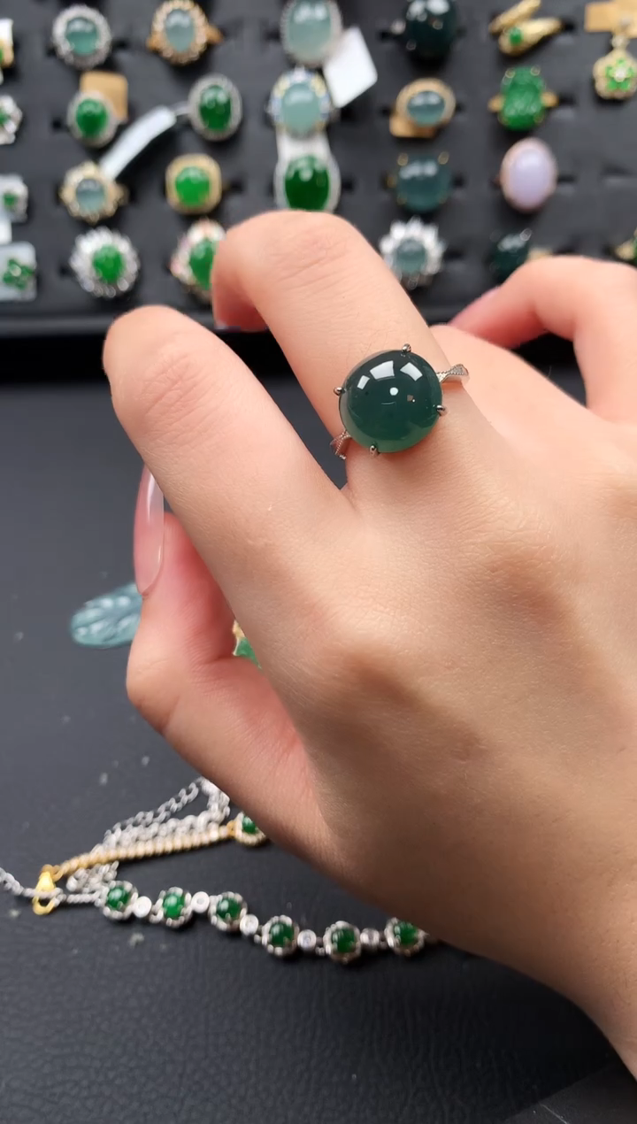 【闪购商品】翡翠戒指银S925镶嵌52141