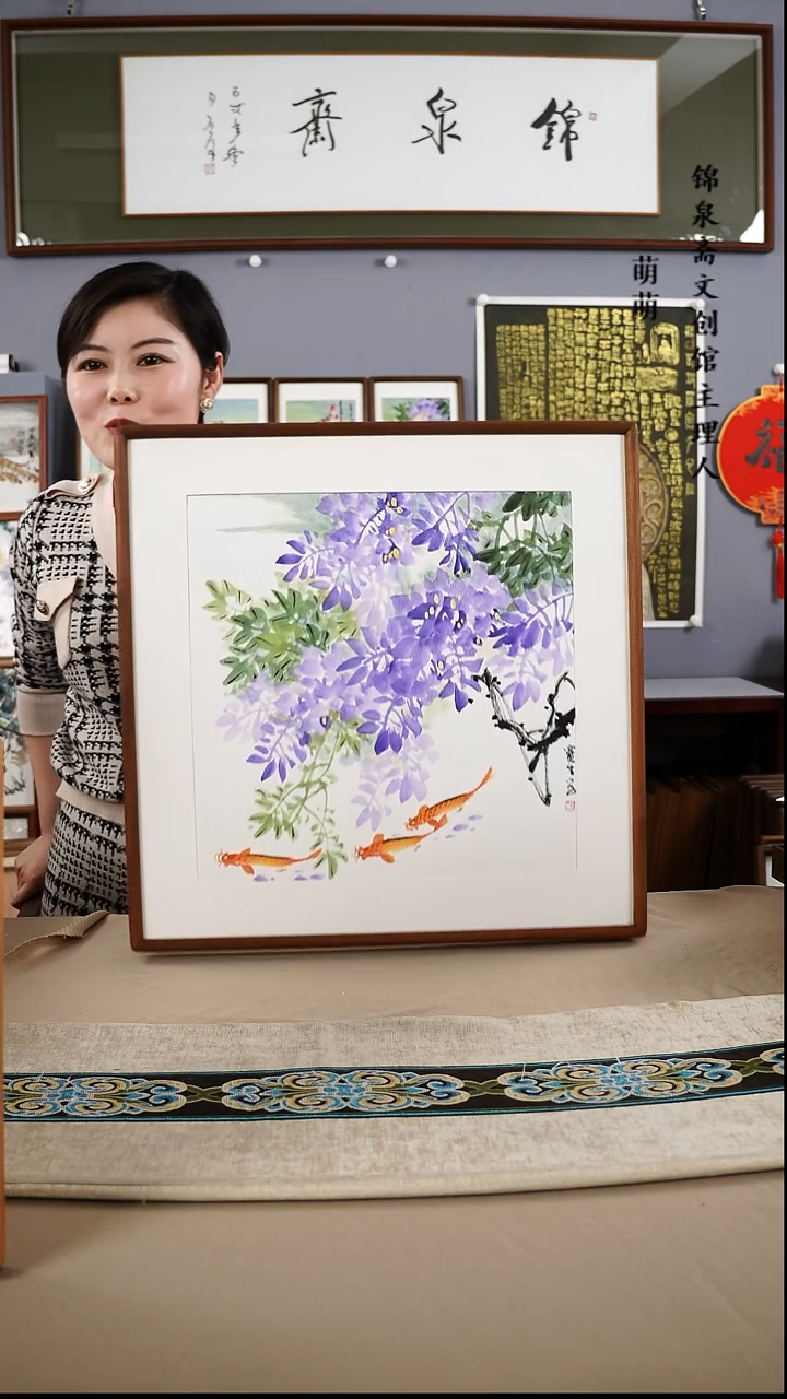 【闪购商品】国画52*52张宝生国画带框手绘作品