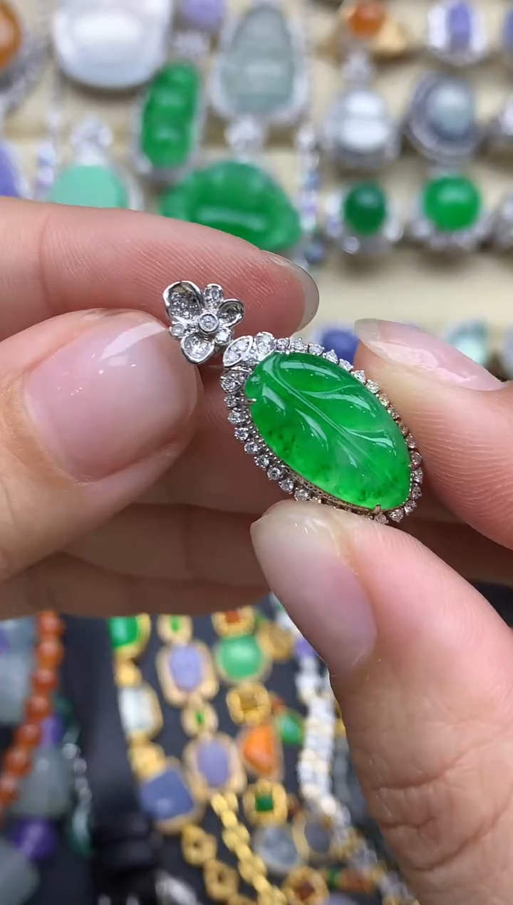 翡翠18K金镶嵌颈饰619-春日珠宝