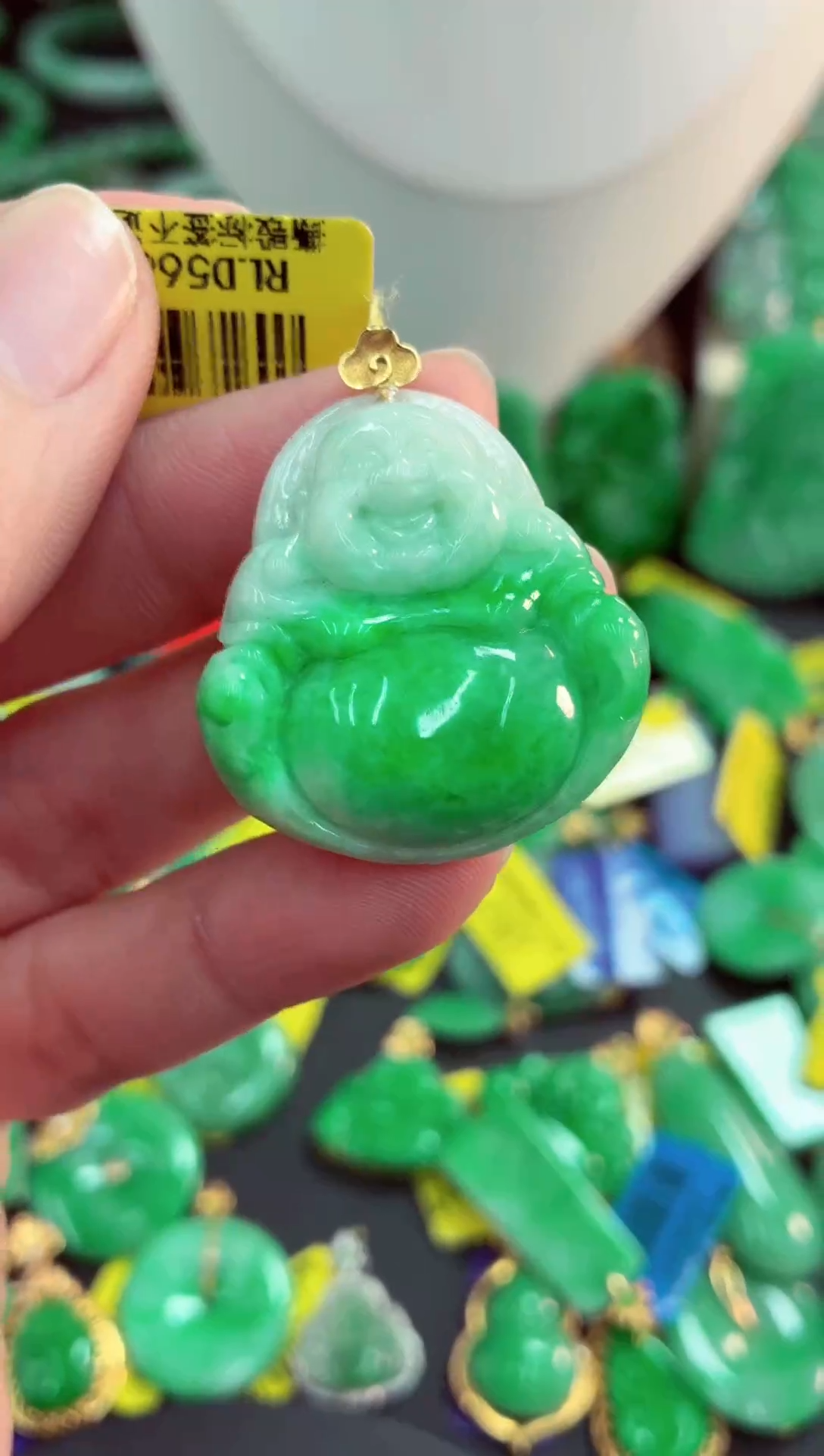 吊坠(不含链)18K金镶嵌翡翠天然缅甸翡翠A货