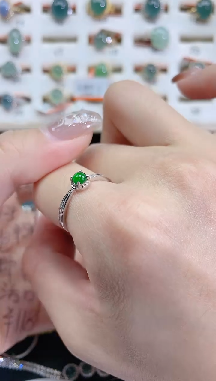 银S925镶嵌戒指翡翠天然翡翠
