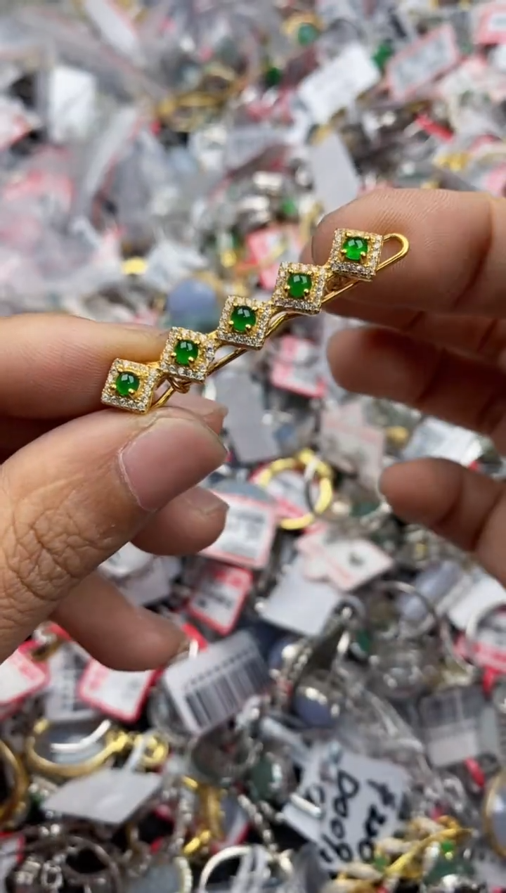 银S925镶嵌戒指翡翠555----9