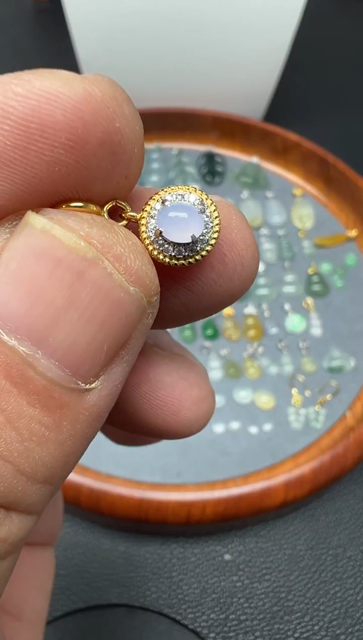 颈饰银S925镶嵌翡翠（15号） 纯天然A货缅甸翡翠 小滴溜