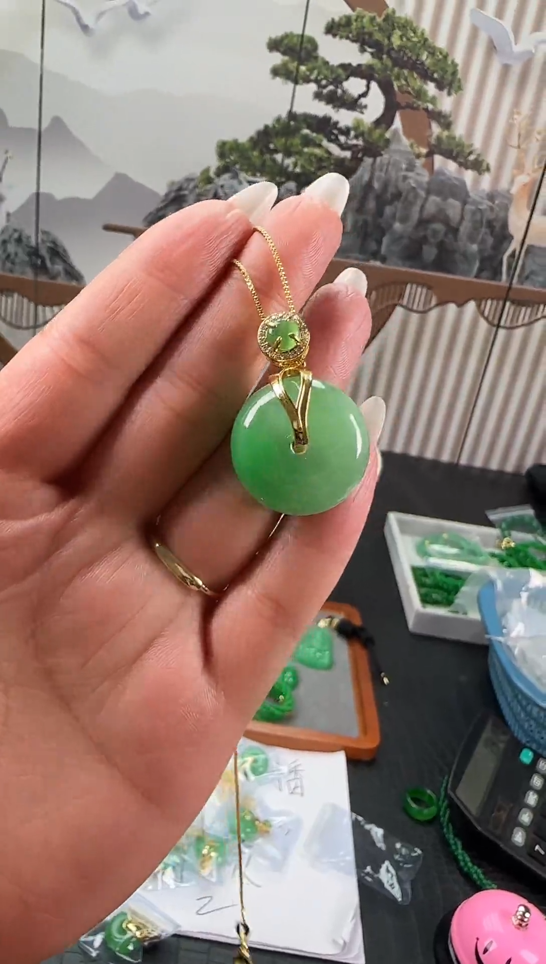 未镶嵌翡翠耳饰高冰面包扣吊坠