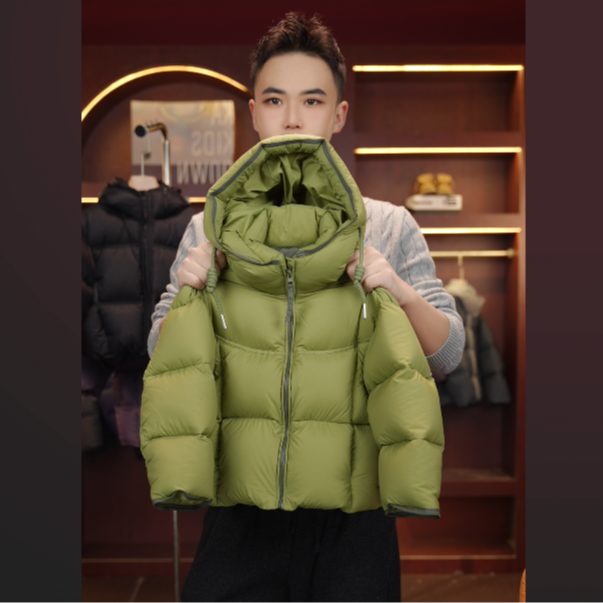 儿童白鸭绒羽绒服冬季新款中大童保暖牛油果绿羽绒服外套连帽加厚