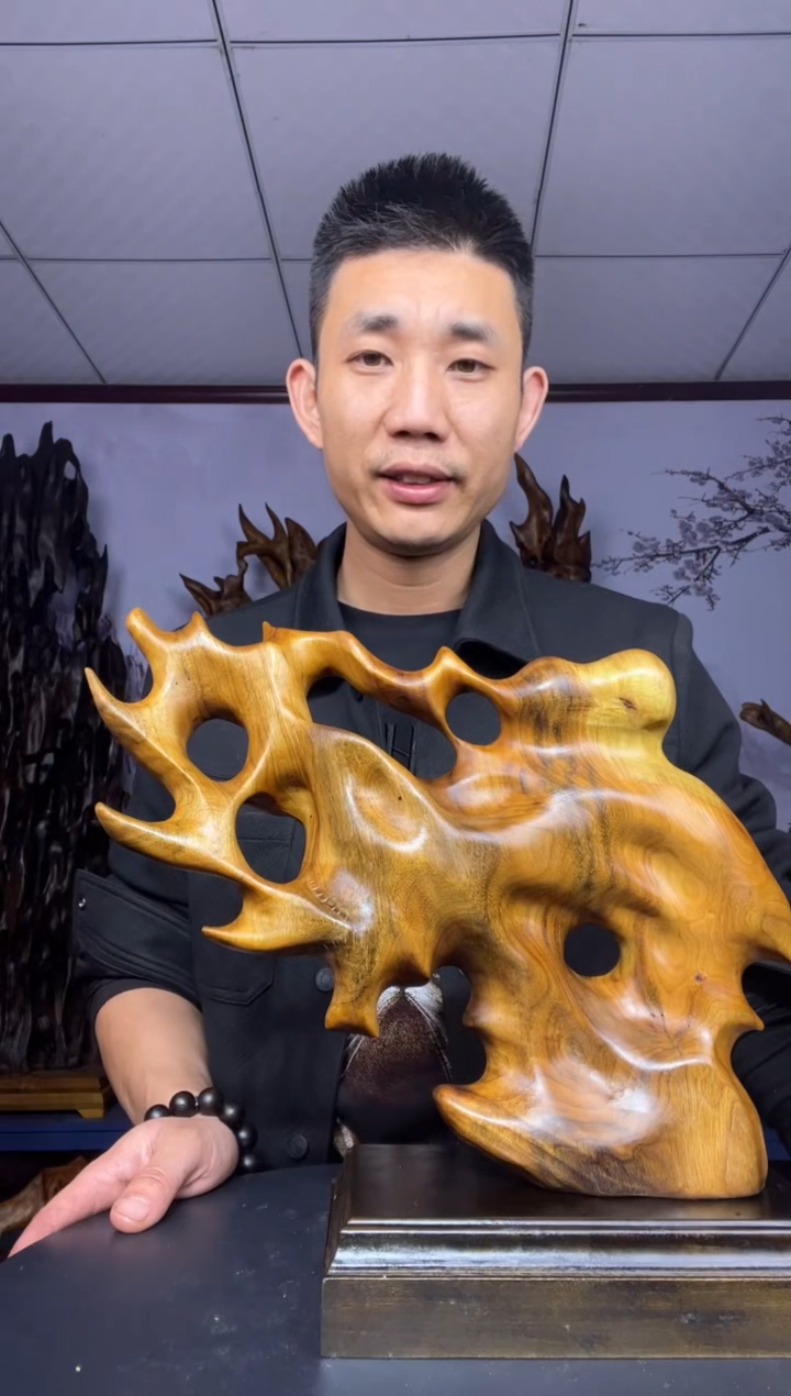 金丝楠木雕款笑*金丝楠木工艺品摆件