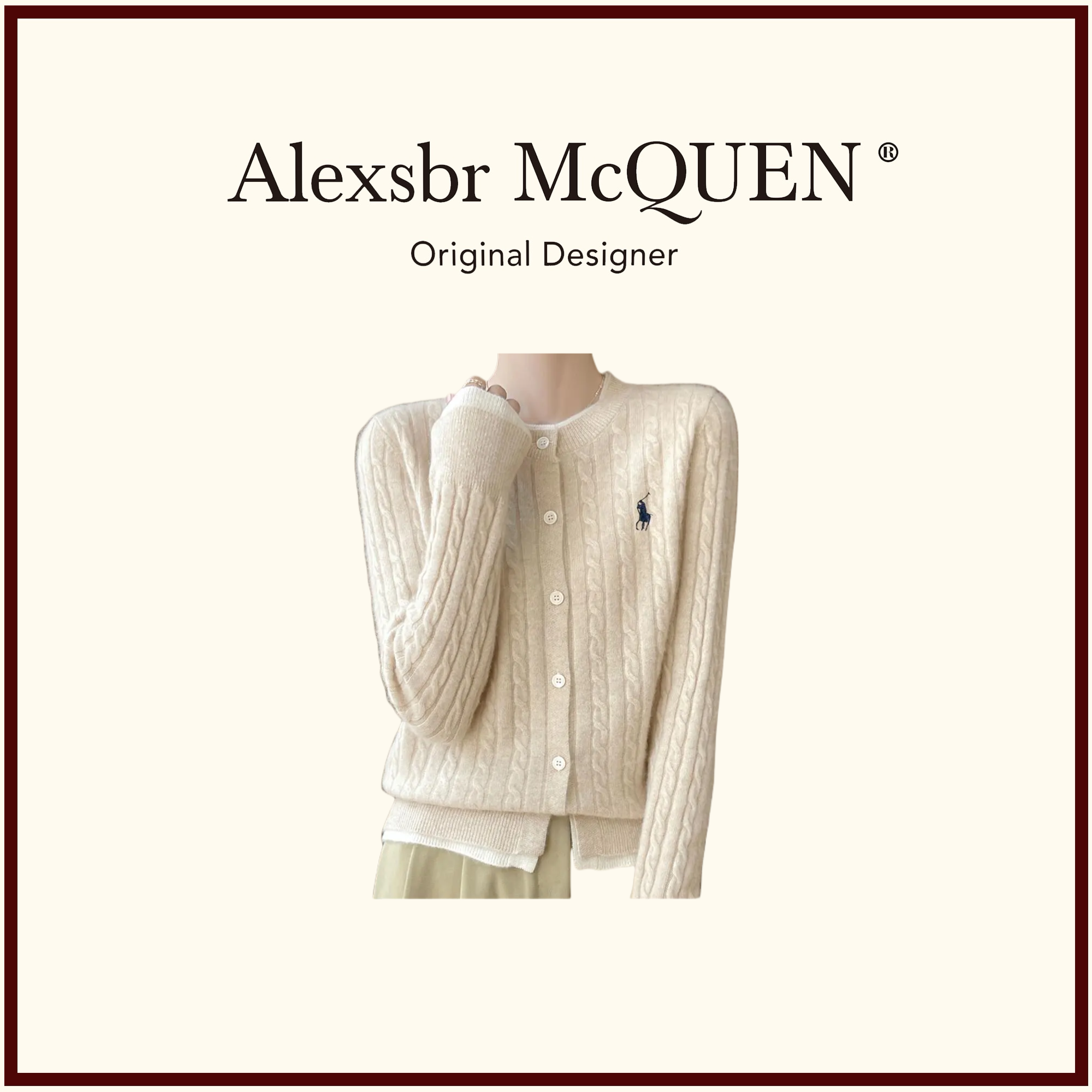 YDD•「简」假两件开衫绞花针织外套刺绣毛衣圆领宽松打底8970