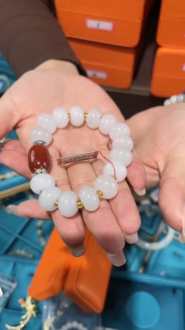 【闪购商品】石英质玉（金丝玉）手串未镶嵌金丝玉算盘珠手串