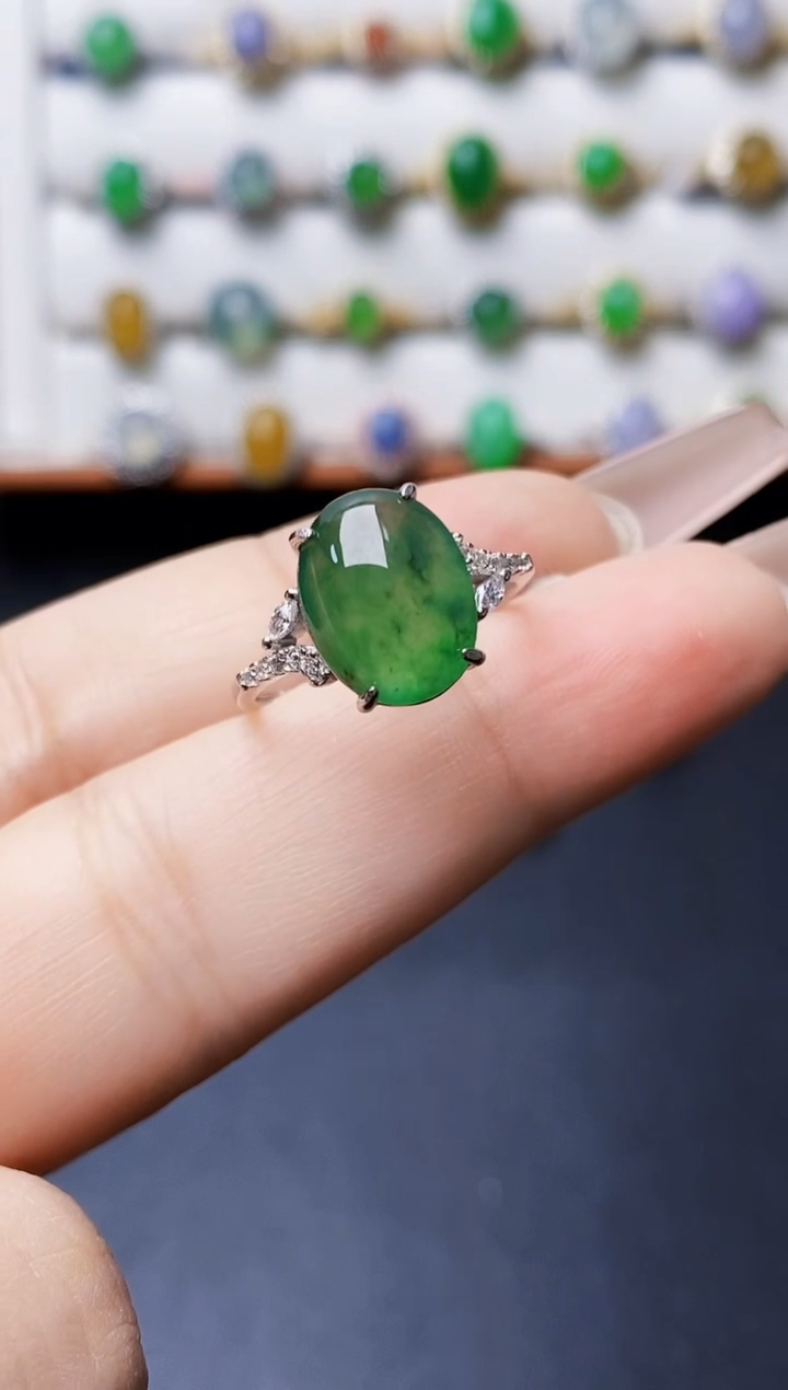 银S925镶嵌戒指翡翠1278